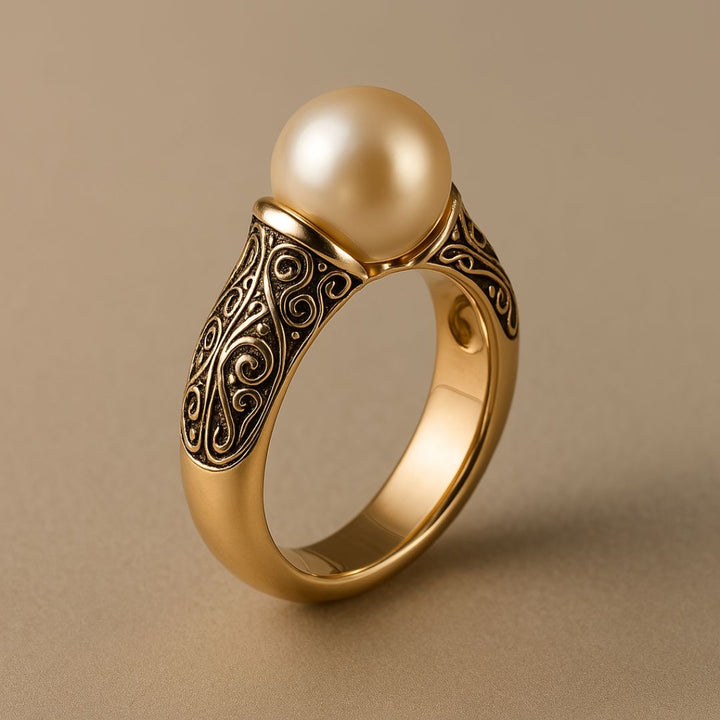 Vintage Pearl Gold Ring for Women - Timeless Elegance 1