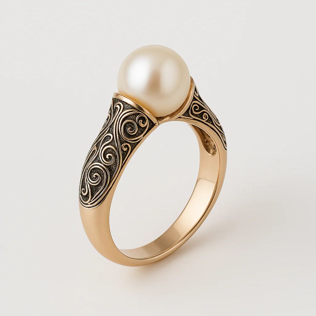 Vintage Pearl Gold Ring for Women - Timeless Elegance 2