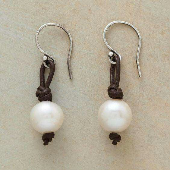 Vintage Pearl Leather Earrings for Women - Elegant Lightweight Design 0