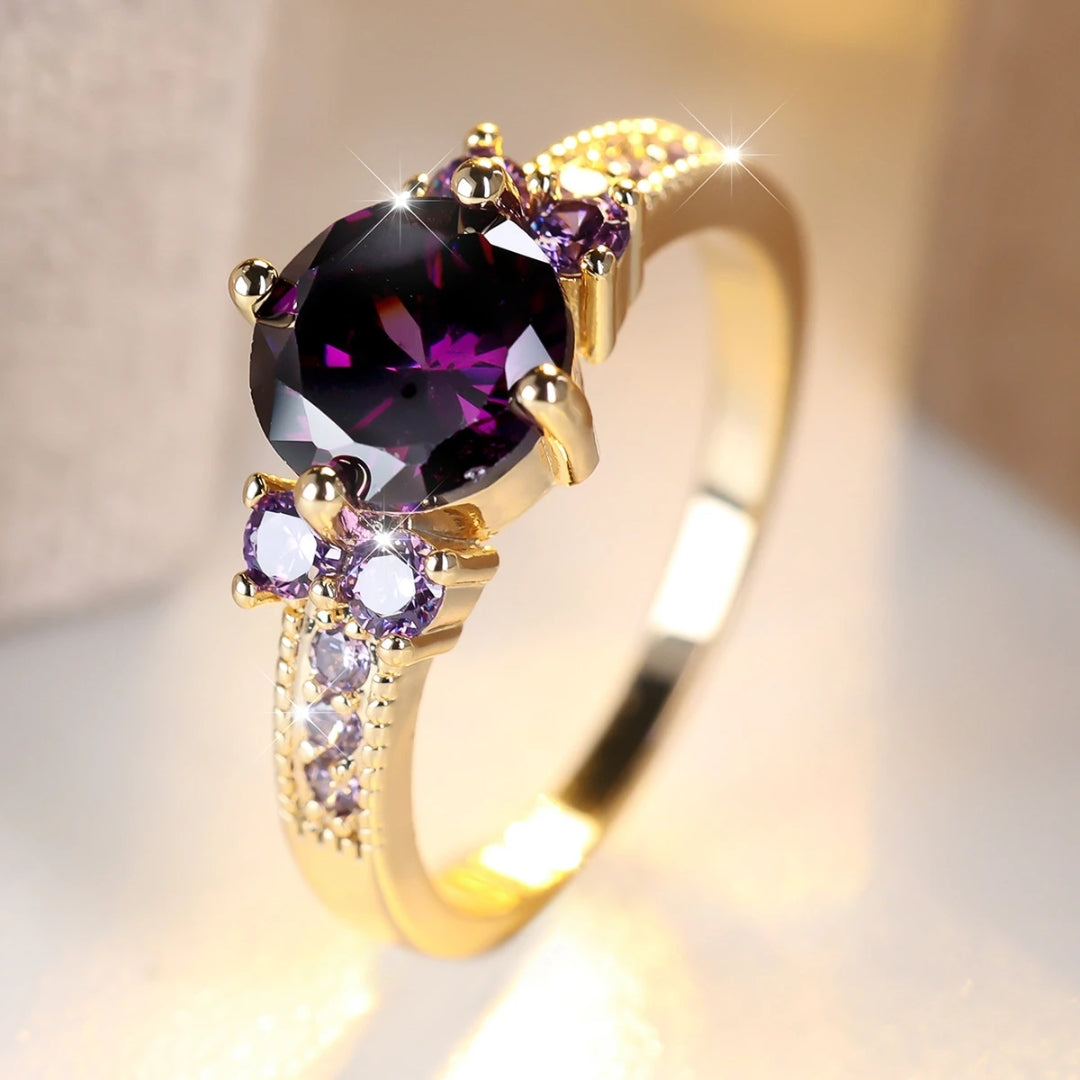 Vintage Purple Glass Rounded Ring - Handmade, Elegant Design, Unique Statement Piece 0
