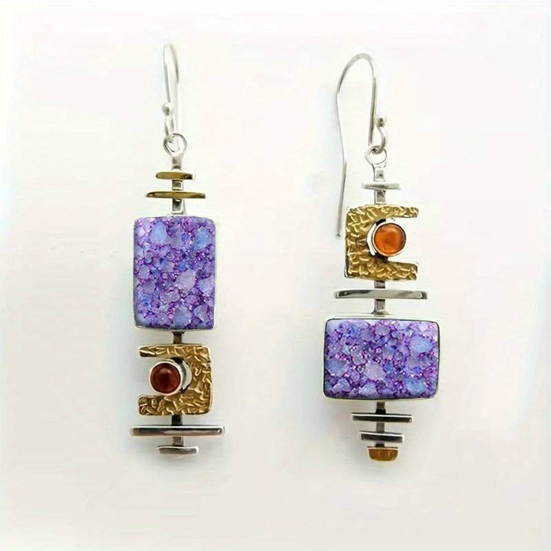 Vintage Purple Stone Earrings for Effortless Elegance 0