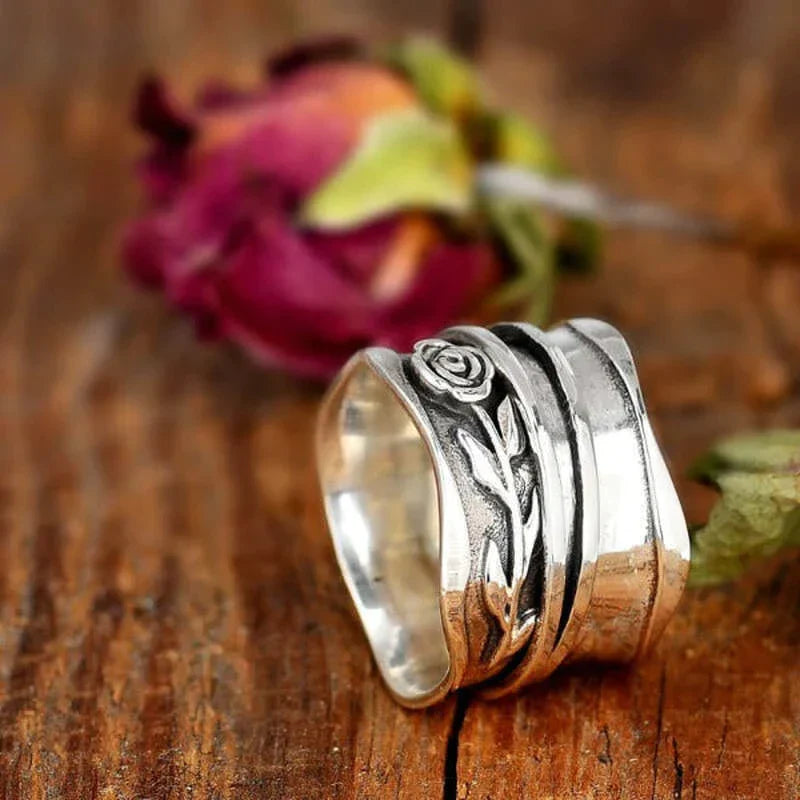 Vintage Silver Flower Ring - Handmade Floral Design, Unique Statement Piece 0