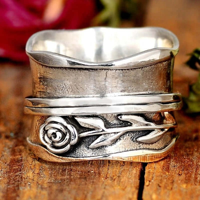Vintage Silver Flower Ring - Handmade Floral Design, Unique Statement Piece 1