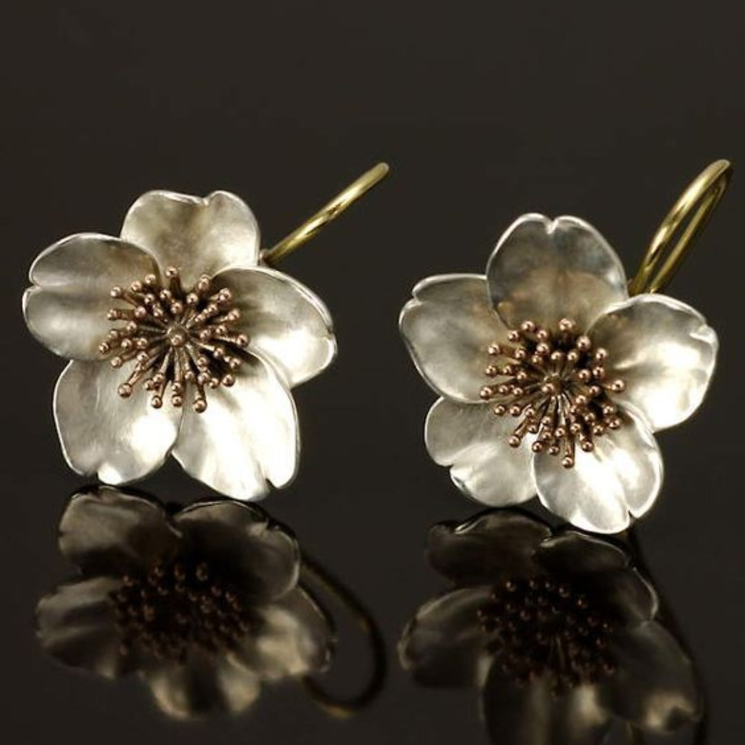 Vintage Silver & Gold Blossom Earrings 0