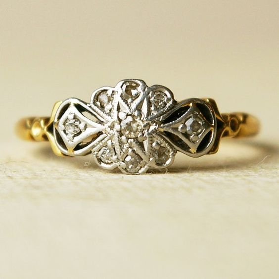 Vintage Silver & Gold Mandala Ring 0