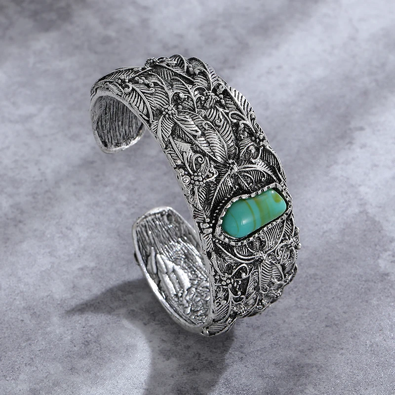 Vintage Turquoise Silver Bracelet - Handcrafted Elegant Jewelry for Everyday Wear 0