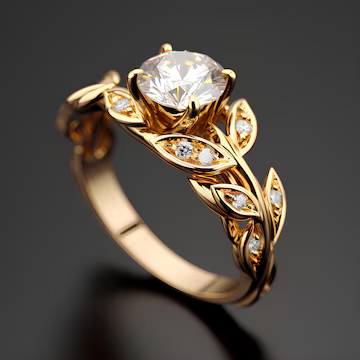 Vintage Zirconia Leaf Ring - Timeless Elegance 0
