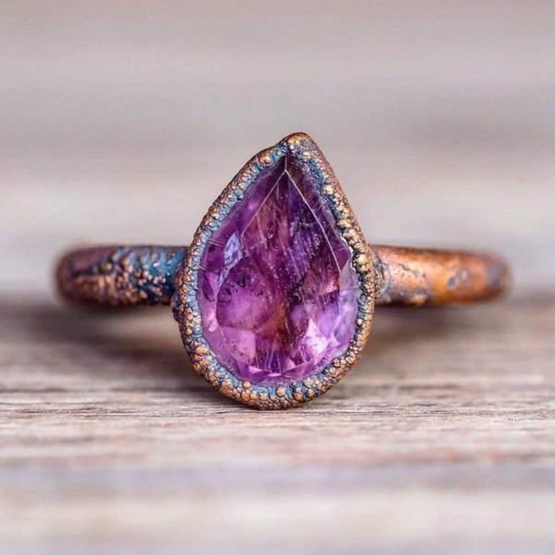 Violet Nature Stone Ring - Timeless Elegance for Every Occasion 0