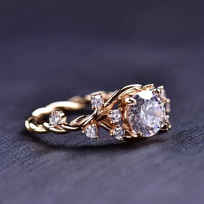White Crystalline Gold Ring 0