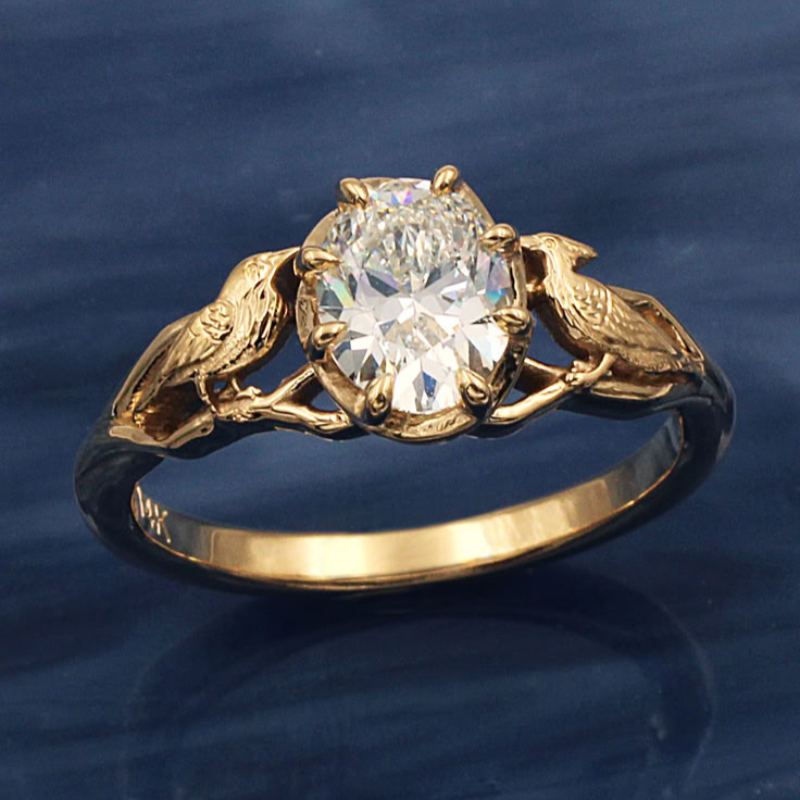 White Exotic Crystal Gold Ring 0