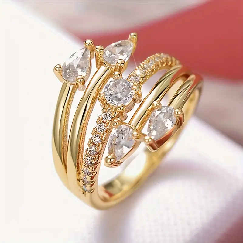 Zirconia Brilliance Gold Ring 0