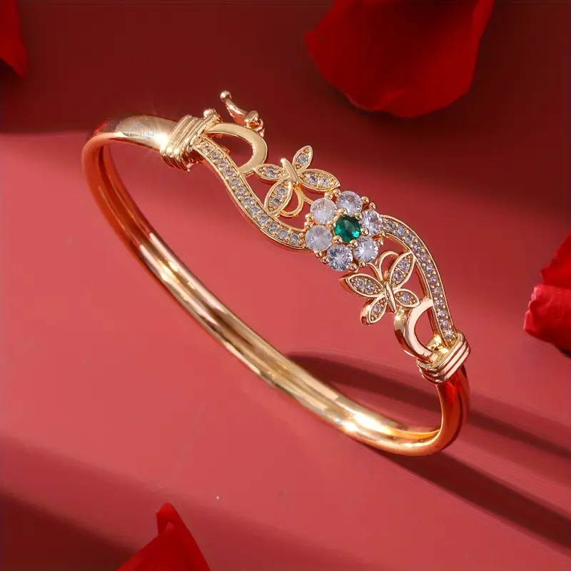 Zirconia Gold Green Crystal Bracelet 0