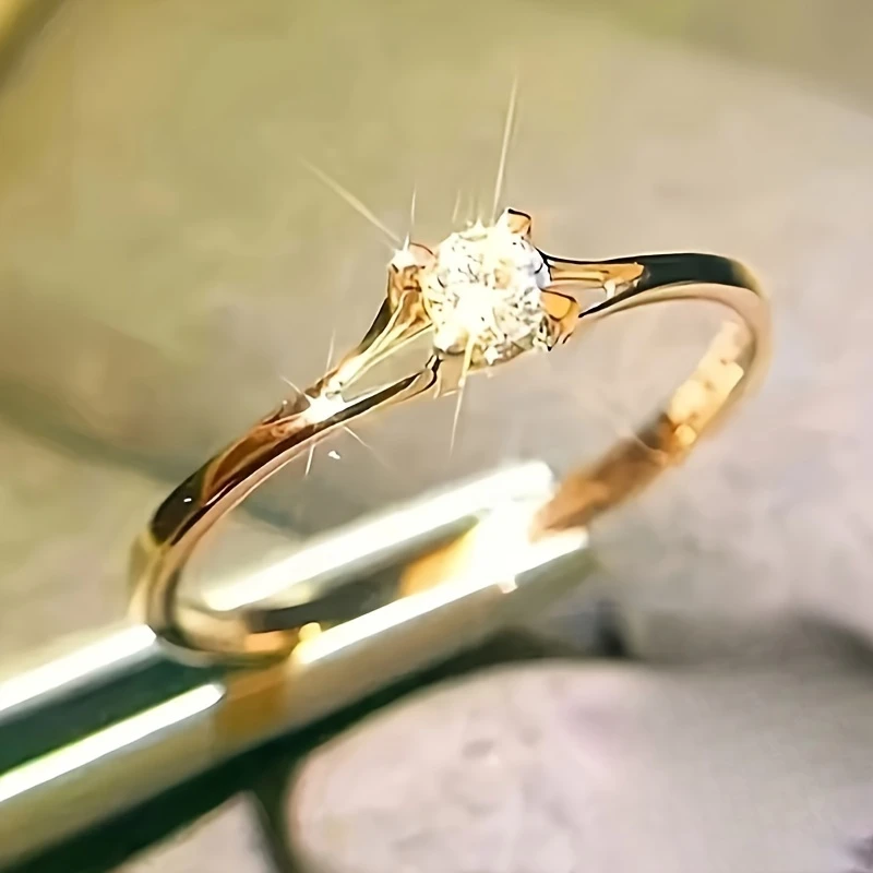 Zirconia Spark Gold Ring - Timeless Elegance for Every Occasion 0