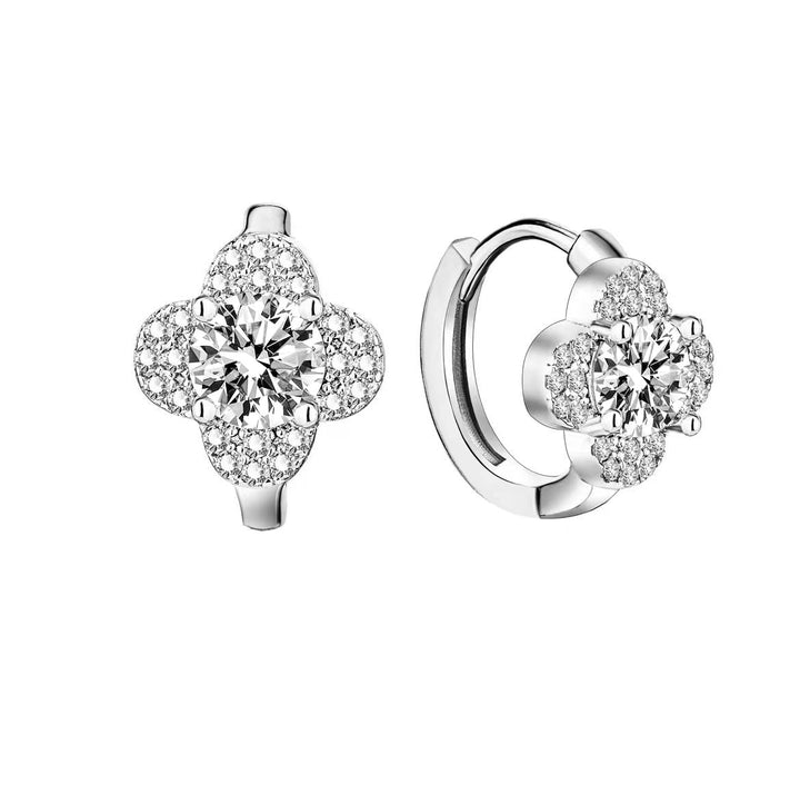 Moissanite Clover Earrings Silver