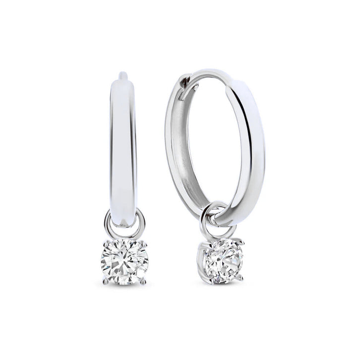 Larmes de Lune Stone Hoop Earrings Silver