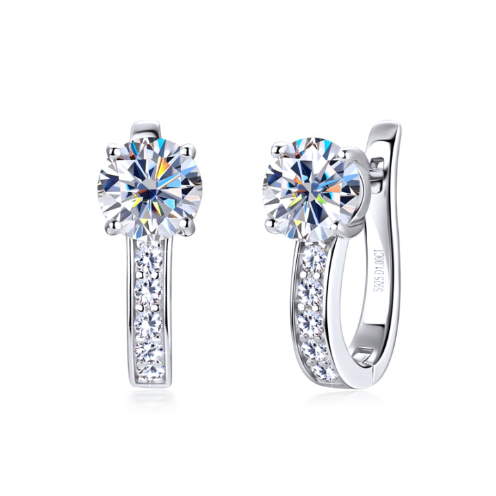 Channel Moissanite Huggie Earrings Gold