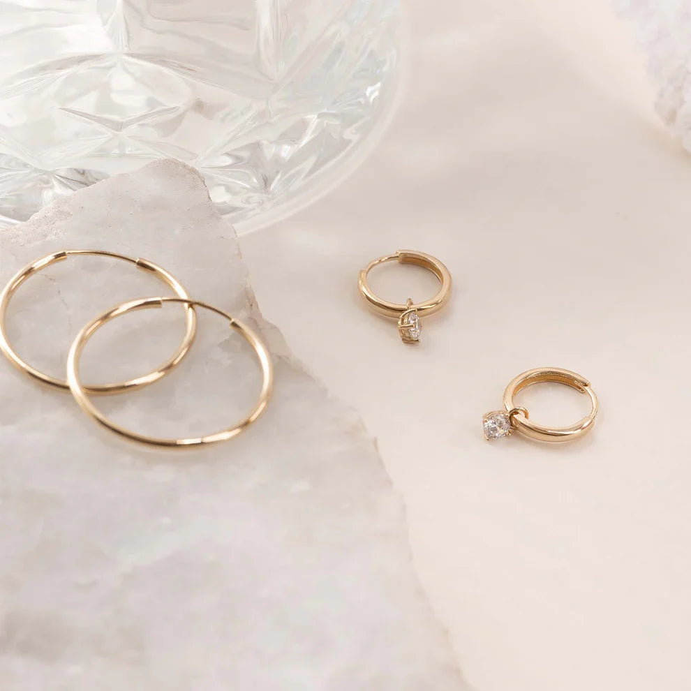 Larmes de Lune Stone Hoop Earrings Gold
