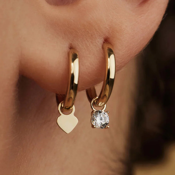 Larmes de Lune Stone Hoop Earrings Gold
