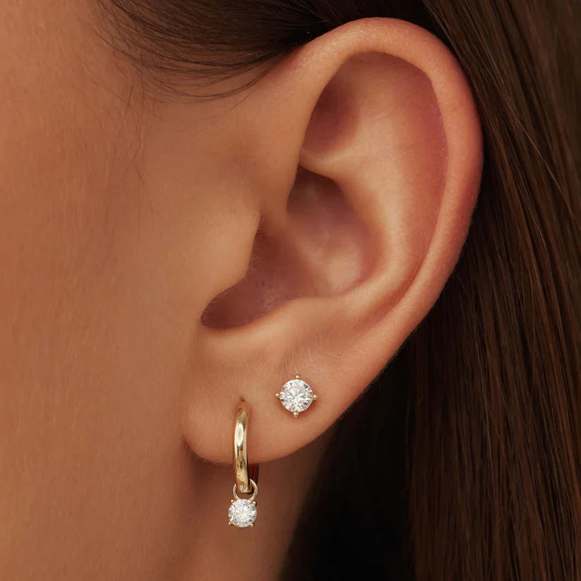 Larmes de Lune Stone Stud Earrings Gold