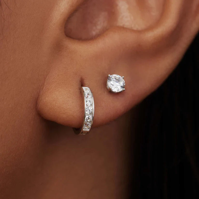 Dara Brillane Stone Earrings Set Silver