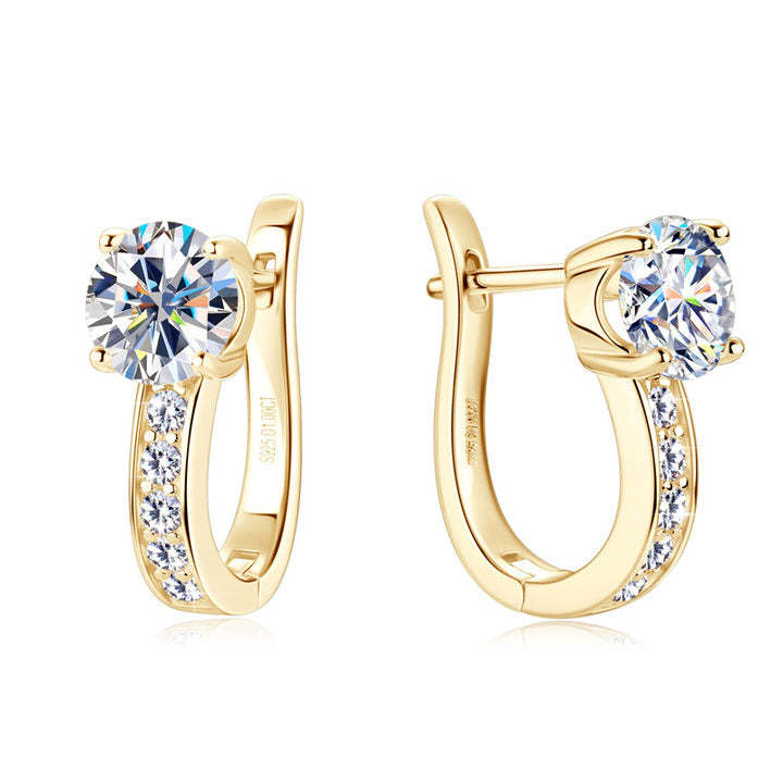 Channel Moissanite Huggie Earrings Gold