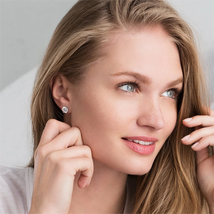 Moissanite Screw Back Earrings Silver