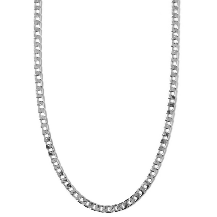 Flat Link Curb Chain Necklace Silver